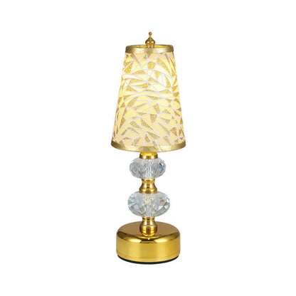 Retro Luxury Fabric Crystal Base LED Table Lamp