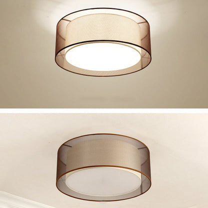Modern Chinese Fabric Iron Round Square 3/5 Light Flush Mount Ceiling Light
