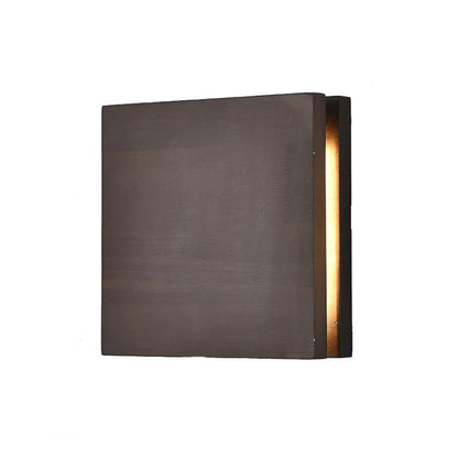 Japanese Wabi-sabi Log Wood Rectangular LED Wall Sconce Lamp
