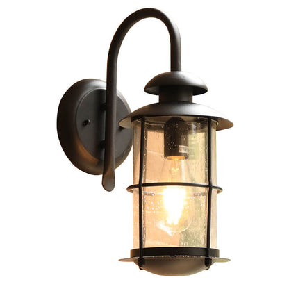 European Industrial Vintage Waterproof Outdoor Iron Glass 1-Light Wall Sconce Lamp