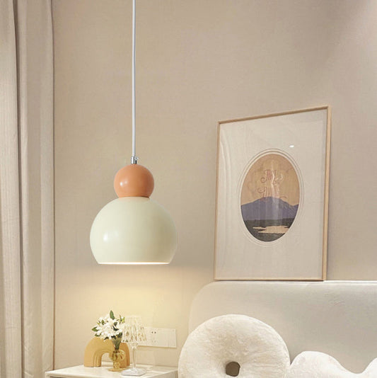 Contemporary Creative Cream Round Dome Iron 1-Light Pendant Light For Living Room