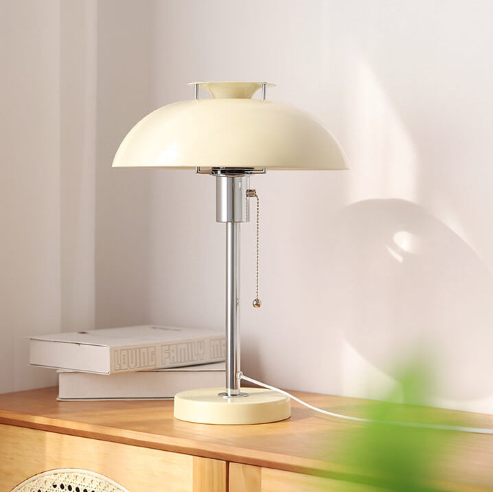 French Vintage Iron Round Dome 1-Light Table Lamp