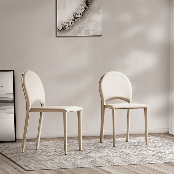 Modern Minimalist Saddle Saddle Leather Carbon Steel Sponge Square Elliptical Dining Chair Backrest For Dining Room