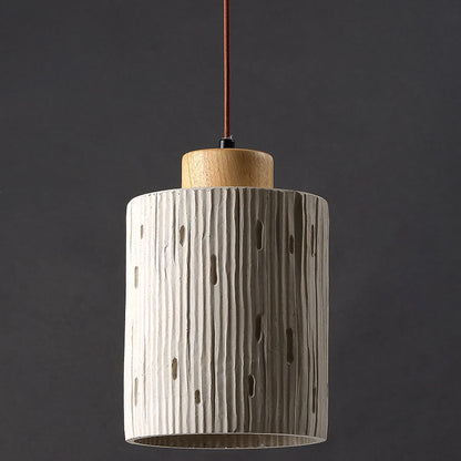 Modern Minimalist Cylinder High Mixed Clay 1-Light Pendant Light For Living Room