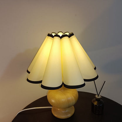 Japanese Minimalist Half-circle Log Cloth 1-Light Table Lamp