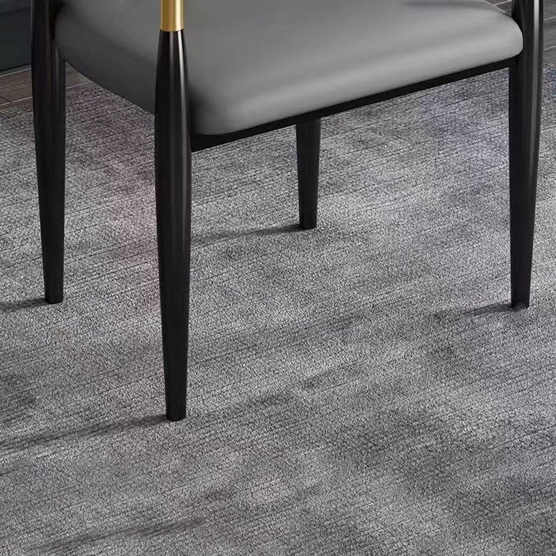 Modern Luxury Square Cushion Faux Leather Metal Sponge Dining Chair Backrest Armrest For Dining Room