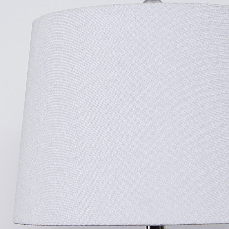 European Vintage White Cone Fabric Blue Ceramic 1-Light Table Lamp