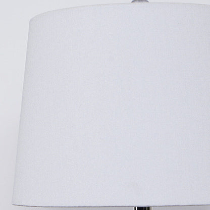 European Vintage White Cone Fabric Blue Ceramic 1-Light Table Lamp