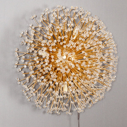 Modern Luxury Crystal Dandelion Aluminum 4-Light Wall Sconce Lamp