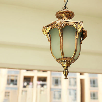 Traditional European Waterproof Aluminum Frame Glass Shade 1-Light Pendant Light For Garden