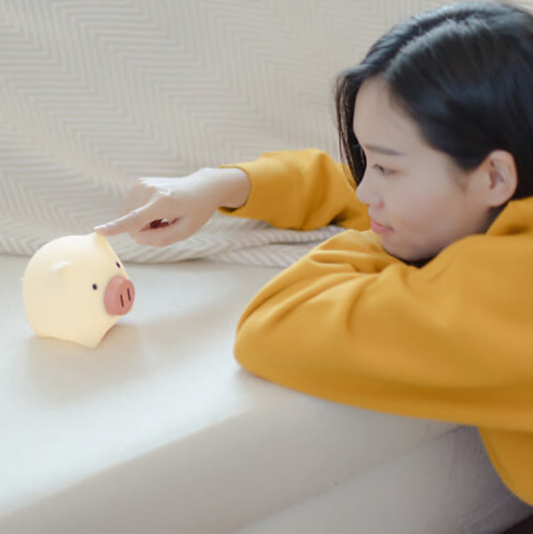 Creative Cute Pig Touch Timer LED Night Light Decorative Table Lamp