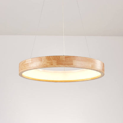 Japanese Simplicity Log Circle Island Light LED Chandelier