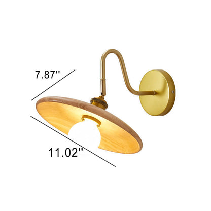 Modern Wooden Japanese Tray Shaped 1-Light Wall Sconce Lamp