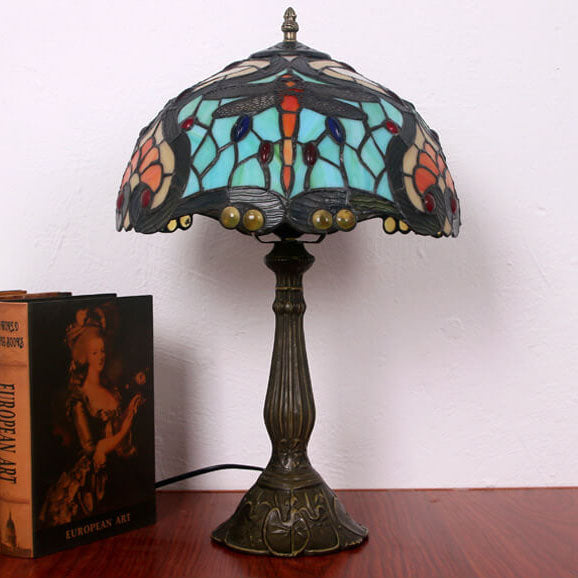 Tiffany Creative Alloy Colored Dragonfly Peach Heart 1-Light Table Lamp