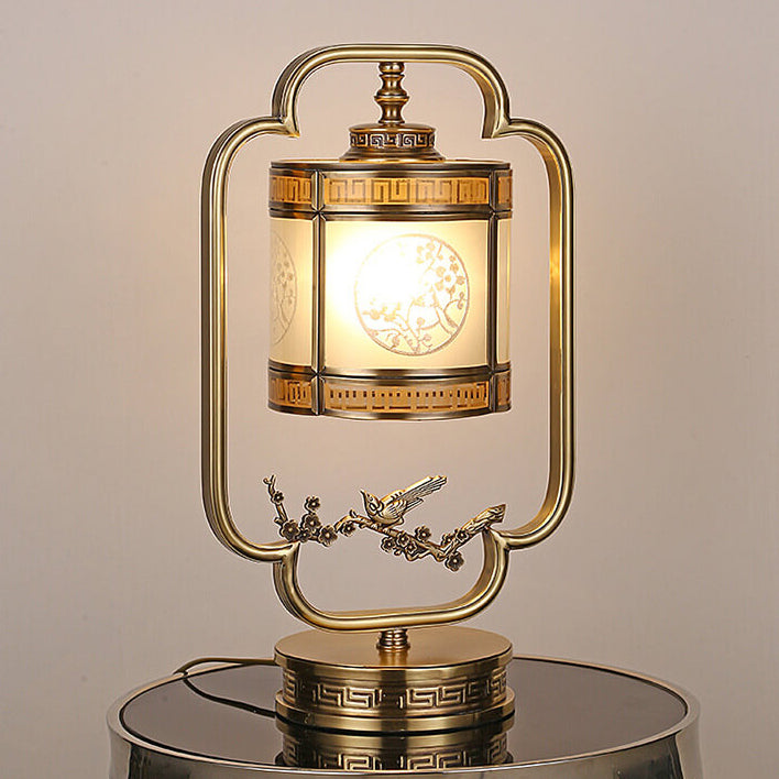 Modern Chinese Luxury Glass Copper 1-Light Table Lamp