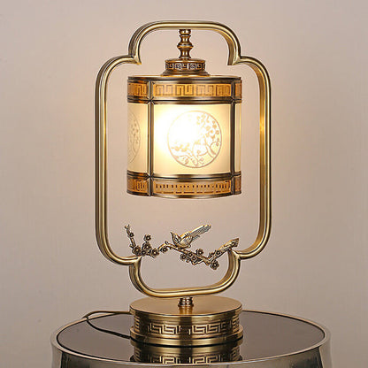 Modern Chinese Luxury Glass Copper 1-Light Table Lamp