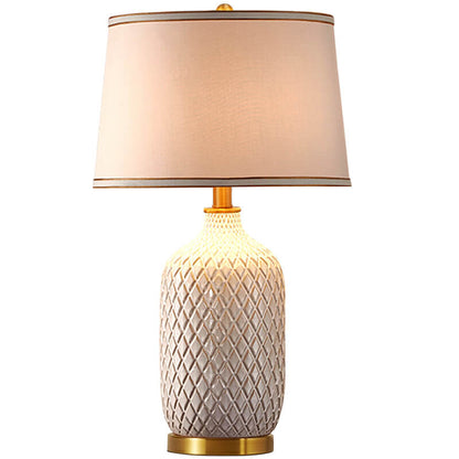 European Vintage Striped Ceramic Base Fabric 1-Light Table Lamp