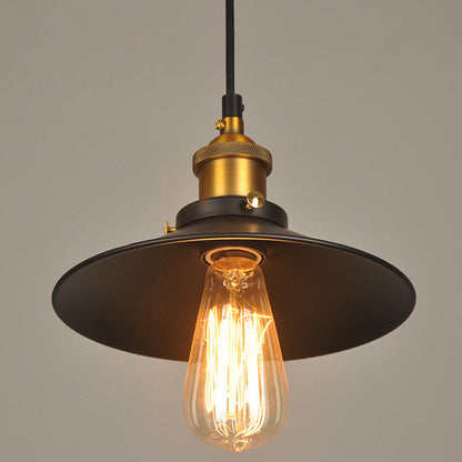 Contemporary Industrial Iron Saucepan Lid Shape Glass 1-Light Pendant Light For Dining Room