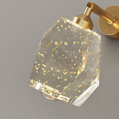 Contemporary Luxury Full Copper Frame Resin Gold Leaf Ink Painting Shade LED Wall Sconce Lamp For Living Room