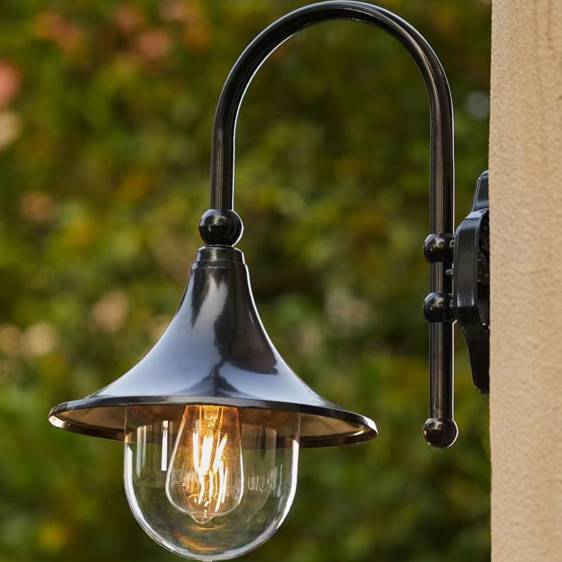 Contemporary Industrial Aluminum Horn Shape 1-Light Wall Sconce Lamp For Outdoor Patio