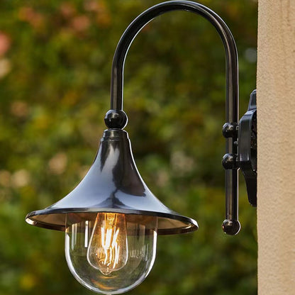 Contemporary Industrial Aluminum Horn Shape 1-Light Wall Sconce Lamp For Outdoor Patio