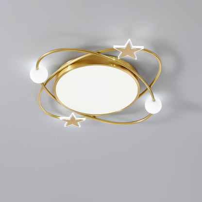 Modern Simple Full Copper Acrylic Creative Star Surround Design LED Flush Mount Light