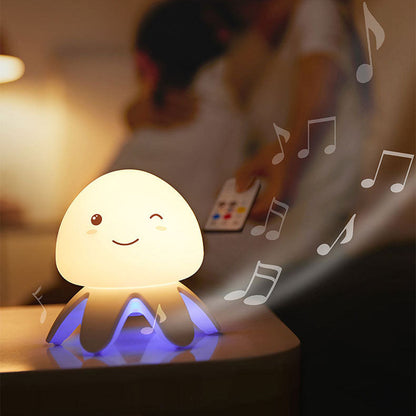 クリエイティブシリコンクラゲ音楽USB充電式リモコンLEDナイトライトテーブルランプ