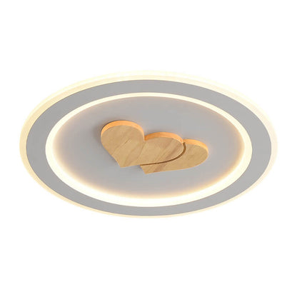 Modern Simple Solid Wood Pattern LED Flush Mount Light