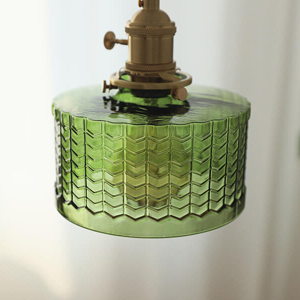 Nordic Vintage Clear Round Drum Copper 1-Light Pendant Light