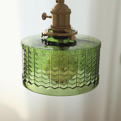 Nordic Vintage Clear Round Drum Copper 1-Light Pendant Light