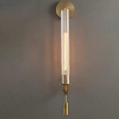 Modern Luxury Iron Glass Cylinder Strip 1-Light Wall Sconce Lamp For Hallway