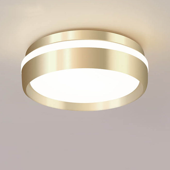 Nordic Minimalist Round Solid Gold Aluminum Acrylic LED Flush Mount Light