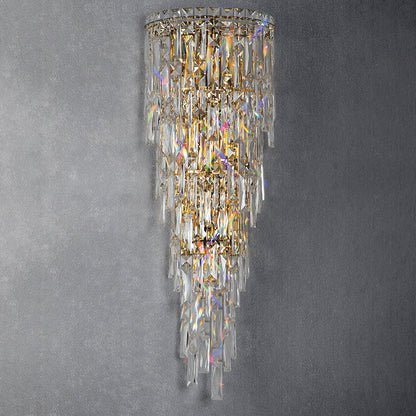 Contemporary Luxury Crystal Tassel Half Post 1-Light Wall Sconce Lamp For Living Room