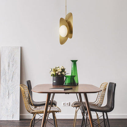 Contemporary Scandinavian Iron Glass Mock Ingot Ball 1-Light Pendant Light For Dining Room