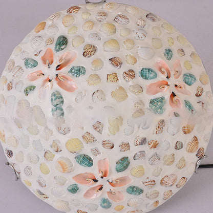 Contemporary Scandinavian Round Shell Iron Glass 2/3/4 Light Flush Mount Ceiling Light For Living Room