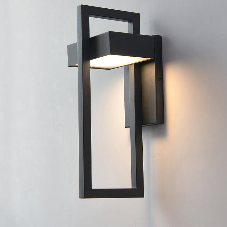 مصباح حائط LED مقاوم للماء مصنوع من الفولاذ المقاوم للصدأ بإطار هندسي عصري بسيط للفناء الخارجي 
