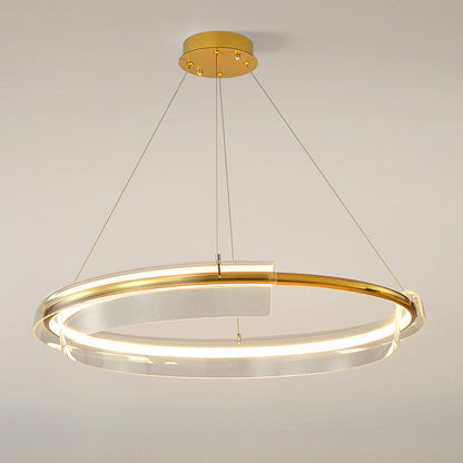 ثريا LED معاصرة من الألومنيوم والأكريليك بتصميم دائري دائري لغرفة المعيشة 
