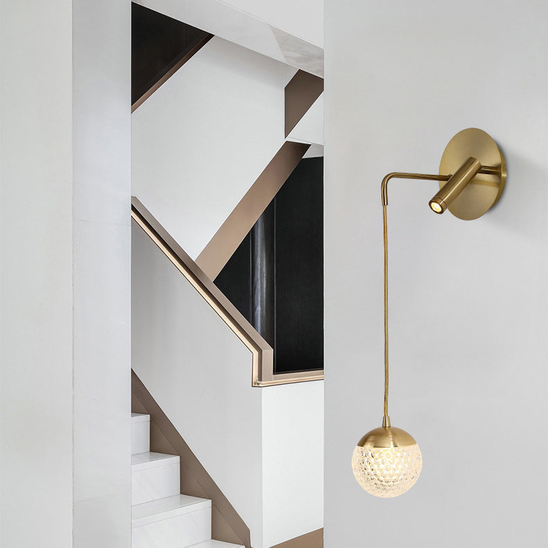Contemporary Nordic Iron Acrylic Ball Pendant 1-Light LED Wall Sconce Lamp For Bedside