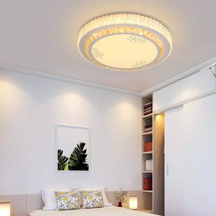 إضاءة LED دائرية حديثة بسيطة من الأكريليك الكريستالي مثبتة في السقف 