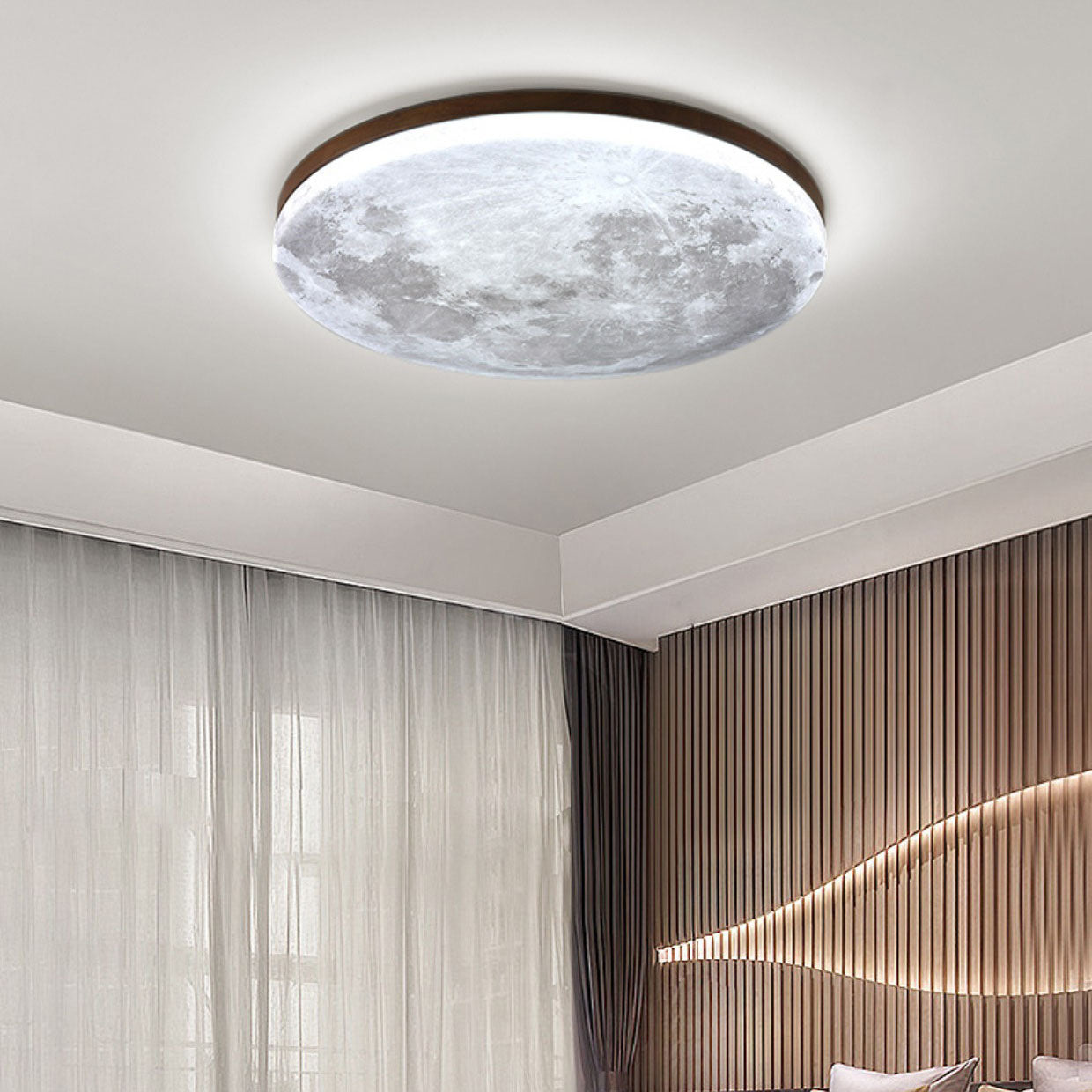 Nordic Minimalist Moon Round PVC LED Flush Mount Ceiling Light