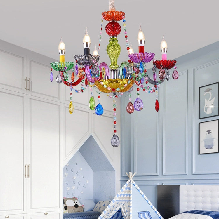 Modern Luxury Crown Iron Glass Crystal 6/8 Light Chandelier For Dining Room