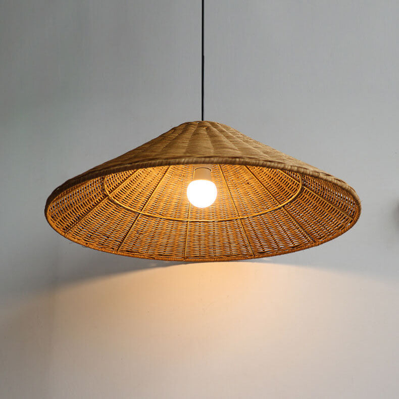 Japanese Vintage Wabi-sabi Rattan Weaving 1-Light Pendant Light