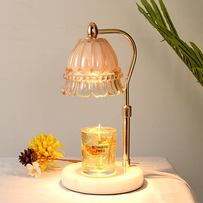 European Orchid Glass Marble Liftable 1-Light Melting Wax Table Lamp