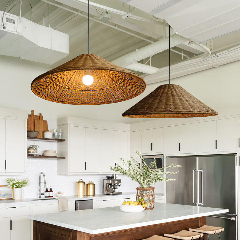 Japanese Vintage Wabi-sabi Rattan Weaving 1-Light Pendant Light