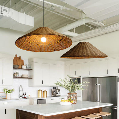Japanese Vintage Wabi-sabi Rattan Weaving 1-Light Pendant Light