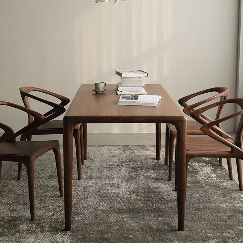 Contemporary Scandinavian Square Bent Upholstered Wood Dining Chair Backrest Arm For Dining Room