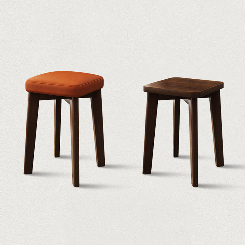 Modern Minimalist Square Upholstered Wood Technology Cloth Faux Leather Dining Chair Backless For Dining Room