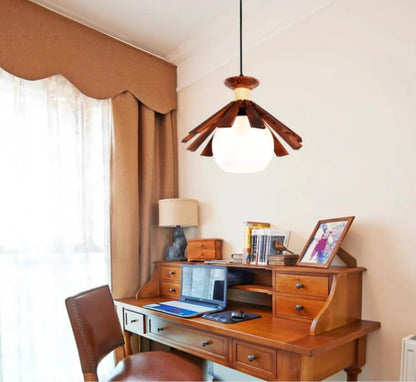 Japanese Art Wooden 1-Light Pendant Light