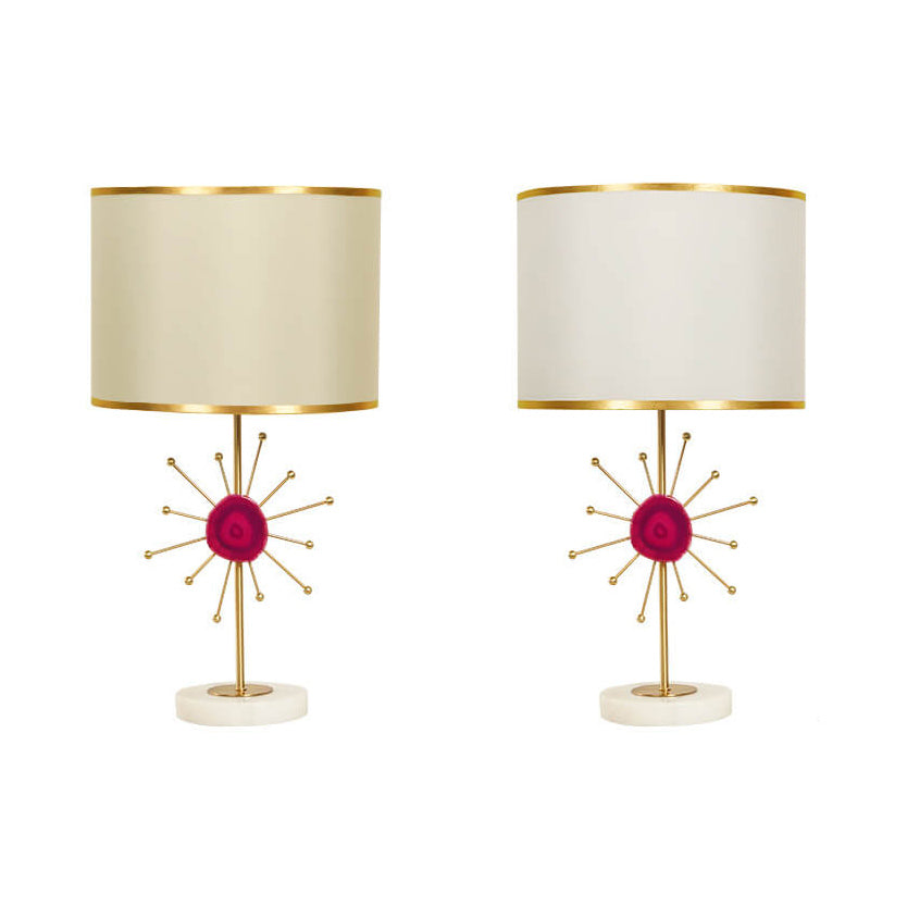 European Light Luxury Fabric Agate Base 1-Light Table Lamp