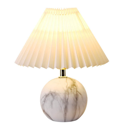 Vintage Pleated Fabric Lampshade Ceramic 1-Light Table Lamp